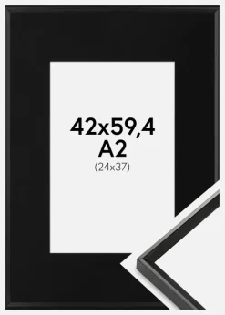 Ramme Desire Sort 42x59,4 cm (A2) - Passepartout Sort 25x38 cm