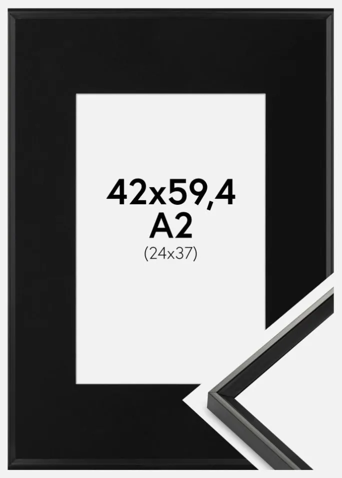 Ramme Desire Sort 42x59,4 cm (A2) - Passepartout Sort 25x38 cm