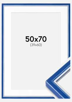 Ramme Diana Blå 50x70 cm - Passepartout Hvid 40x61 cm