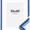 Ramme Diana Blå 30x40 cm - Passepartout Hvid 21x30 cm