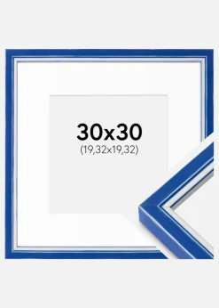 Ramme Diana Blå 30x30 cm - Passepartout Hvid 8x8 inches