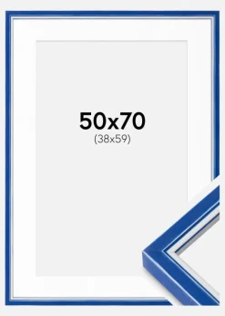 Ramme Diana Blå 50x70 cm - Passepartout Hvid 39x60 cm
