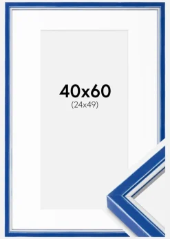 Ramme Diana Blå 40x60 cm - Passepartout Hvid 25x50 cm