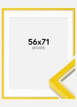 Ramme Diana Gul 56x71 cm - Passepartout Hvid 48x60 cm