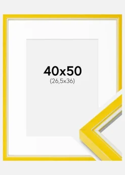 Ramme Diana Gul 40x50 cm - Passepartout Hvid 27,5x37 cm