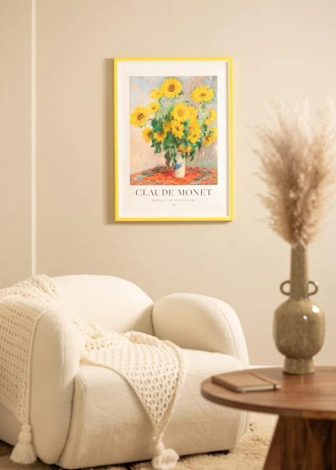 Ramme Diana Gul 56x71 cm - Passepartout Hvid 46x61 cm