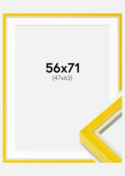 Ramme Diana Gul 56x71 cm - Passepartout Hvid 48x64 cm