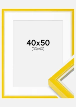 Ramme Diana Gul 40x50 cm - Passepartout Hvid 31x41 cm