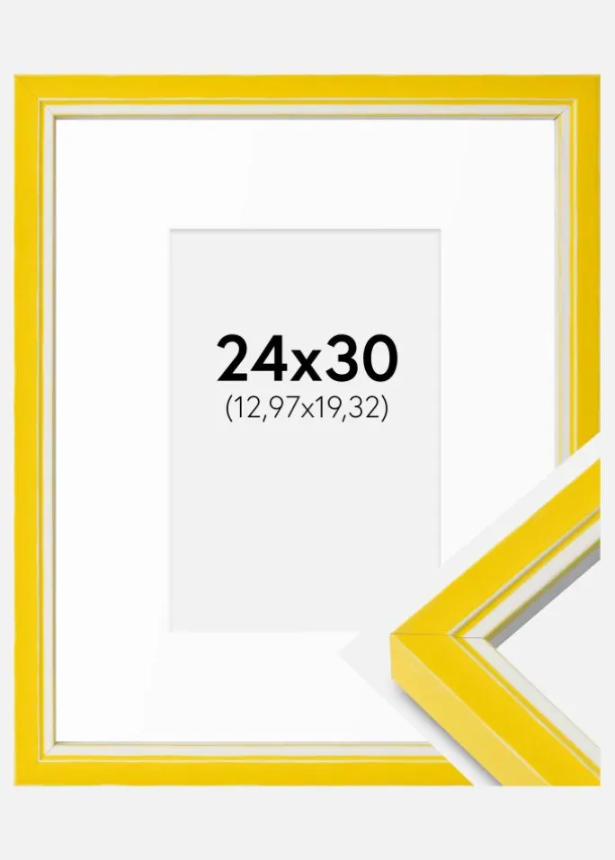 Ramme Diana Gul 24x30 cm - Passepartout Hvid 5,5x8 inches