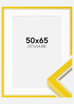 Ramme Diana Gul 50x65 cm - Passepartout Hvid 15x22 inches