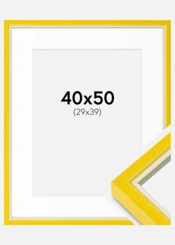 Ramme Diana Gul 40x50 cm - Passepartout Hvid 30x40 cm