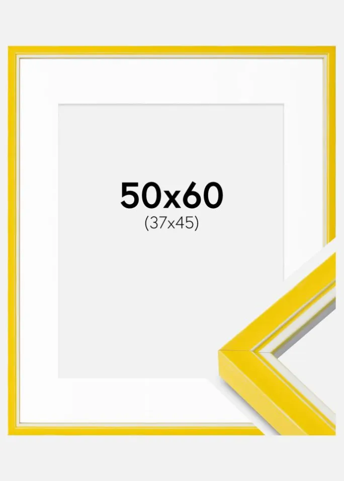 Ramme Diana Gul 50x60 cm - Passepartout Hvid 38x46 cm