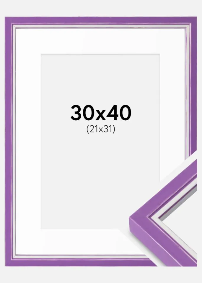 Ramme Diana Lilla 30x40 cm - Passepartout Hvid 22x32 cm