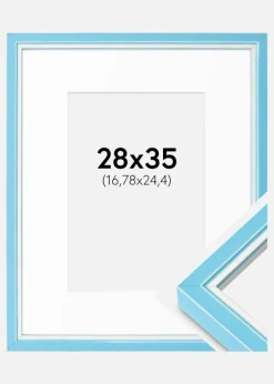 Ramme Diana lyseblå 28x35 cm - Passepartout Hvid 7x10 inches
