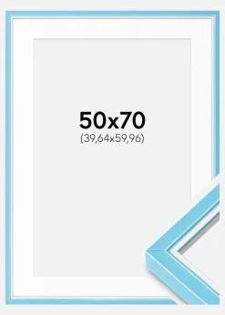 Ramme Diana lyseblå 50x70 cm - Passepartout Hvid 16x24 inches