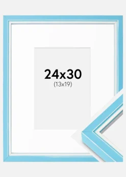 Ramme Diana Lyseblå 24x30 cm - Passepartout Hvid 14x20 cm