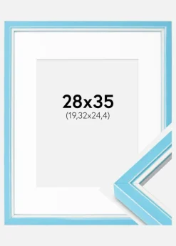 Ramme Diana Lyseblå 28x35 cm - Passepartout Hvid 8x10 inches