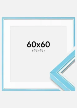 Ramme Diana lyseblå 60x60 cm - Passepartout Hvid 50x50 cm