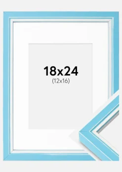 Ramme Diana Lyseblå 18x24 cm - Passepartout Hvid 13x17 cm