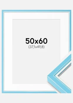 Ramme Diana Lyseblå 50x60 cm - Passepartout Hvid 15x20 inches