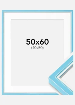 Ramme Diana Lyseblå 50x60 cm - Passepartout Hvid 41x51 cm