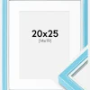 Ramme Diana lyseblå 20x25 cm - Passepartout Hvid 15x20 cm