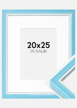 Ramme Diana lyseblå 20x25 cm - Passepartout Hvid 5x7 inches