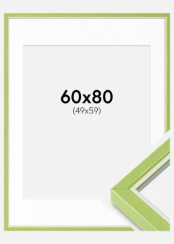 Ramme Diana lysegrøn 60x80 cm - Passepartout Hvid 50x60 cm