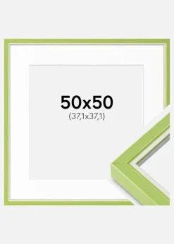 Ramme Diana Lysegrøn 50x50 cm - Passepartout Hvid 15x15 inches