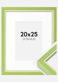 Ramme Diana lysegrøn 20x25 cm - Passepartout Hvid B6 125x176 mm