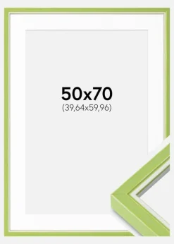 Ramme Diana Lysegrøn 50x70 cm - Passepartout Hvid 16x24 inches