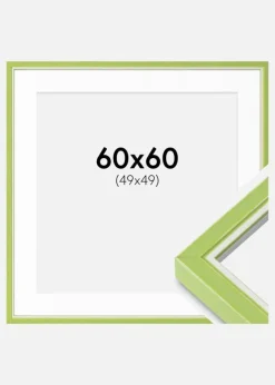 Ramme Diana Lysegrøn 60x60 cm - Passepartout Hvid 50x50 cm