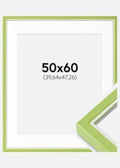 Ramme Diana Lysegrøn 50x60 cm - Passepartout Hvid 16x19 inches