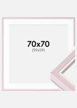 Ramme Diana lyserød 70x70 cm - Passepartout Hvid 60x60 cm