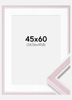 Ramme Diana lyserød 45x60 cm - Passepartout Hvid 14x20 inches