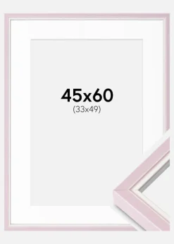 Ramme Diana lyserød 45x60 cm - Passepartout Hvid 34x50 cm