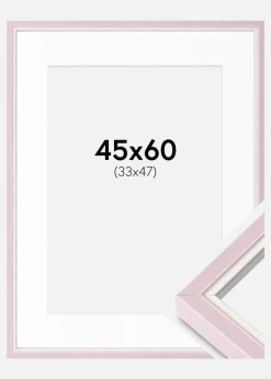 Ramme Diana lyserød 45x60 cm - Passepartout Hvid 34x48 cm
