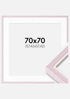 Ramme Diana lyserød 70x70 cm - Passepartout Hvid 23x23 inches