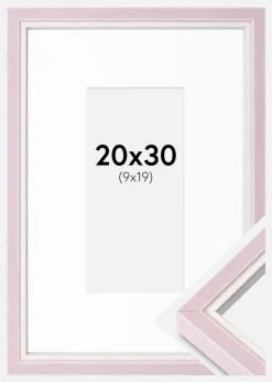 Ramme Diana lyserød 20x30 cm - Passepartout Hvid 10x20 cm