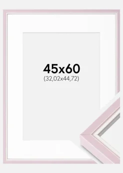 Ramme Diana lyserød 45x60 cm - Passepartout Hvid 13x18 inches