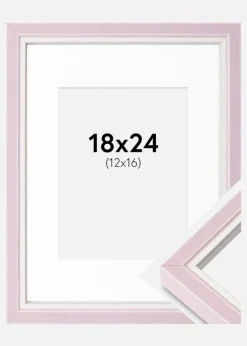Ramme Diana lyserød 18x24 cm - Passepartout Hvid 13x17 cm
