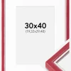 Ramme Diana Rød 30x40 cm - Passepartout Hvid 8x12 inches