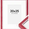 Ramme Diana Rød 20x25 cm - Passepartout Hvid 5x7 inches