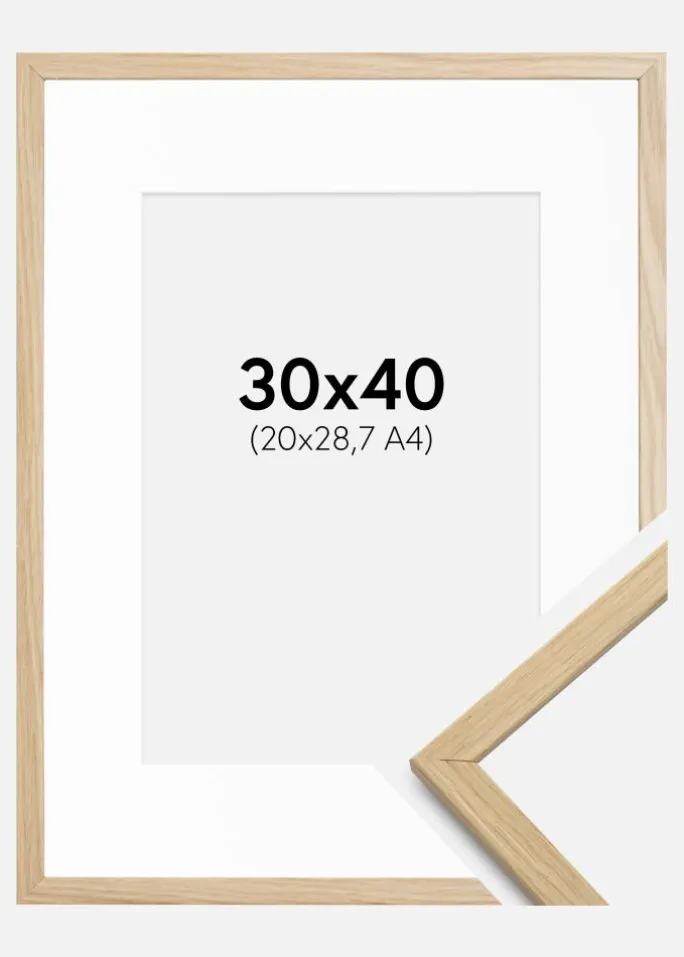 Ramme Edsbyn Eg 30x40 cm - Passepartout Hvid 21x29,7 cm (A4)