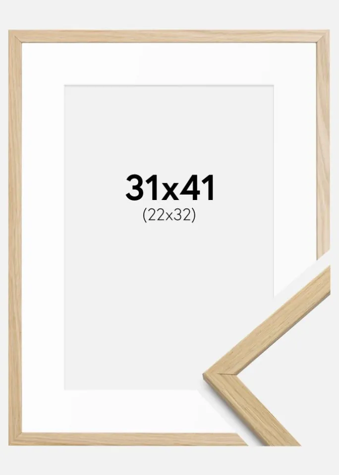 Ramme Edsbyn Eg 31x41 cm - Passepartout Hvid 23x33 cm