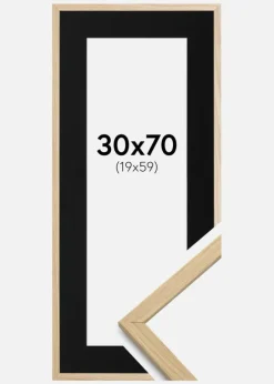Ramme Edsbyn Eg 30x70 cm - Passepartout Sort 20x60 cm