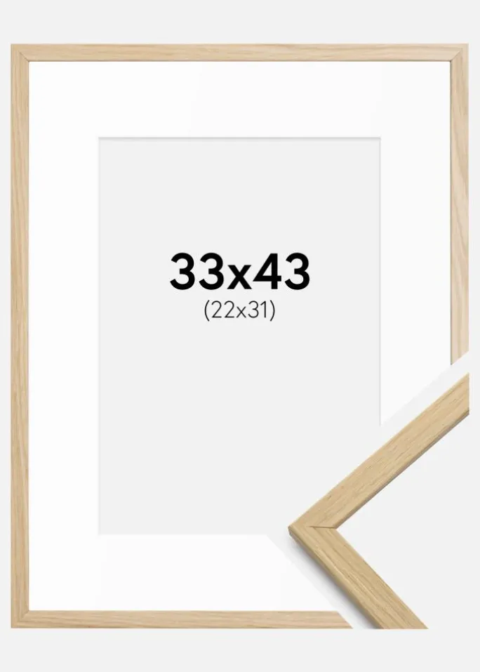 Ramme Edsbyn Eg 33x43 cm - Passepartout Hvid 23x32 cm