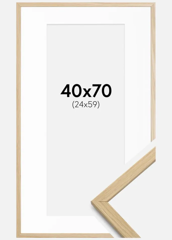 Ramme Edsbyn Eg 40x70 cm - Passepartout Hvid 25x60 cm