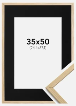 Ramme Edsbyn Eg 35x50 cm - Passepartout Sort 10x15 inches