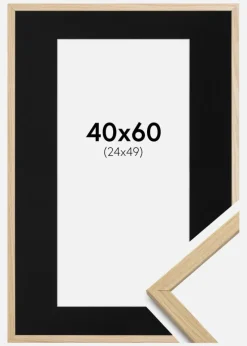 Ramme Edsbyn Eg 40x60 cm - Passepartout Sort 25x50 cm